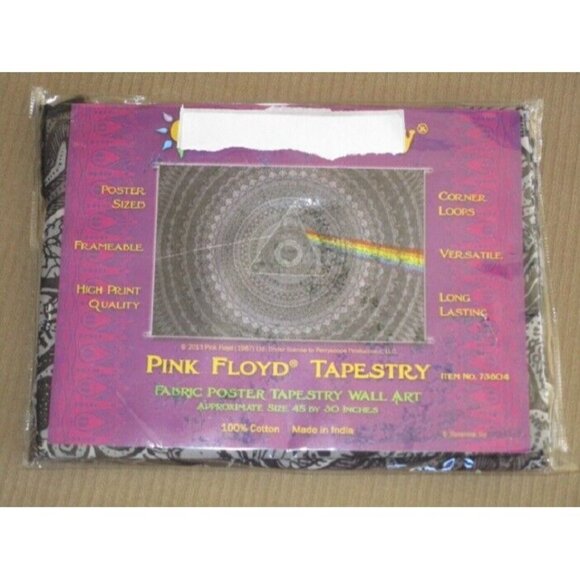New Mini Black Pink Floyd Dark Side of the Moon Prism Tapestry Wall Art 45x30 - Picture 2 of 2